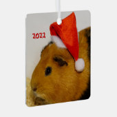 Merry-kerstpap-varken in een Santa Hat Metalen Ornament (Voorkant Rechts)