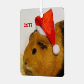 Merry-kerstpap-varken in een Santa Hat Metalen Ornament (Voorkant links)