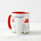 Merry-kerstpap-varken in een Santa Hat Mok (Voorkant links)