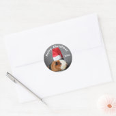 Merry-kerstpap-varken in een Santa Hat Ronde Sticker (Envelop)