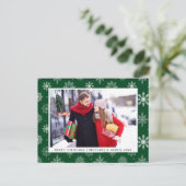 Merry Kerstparple foto Snowflakes Green Feestdagenkaart (Staand voorkant)