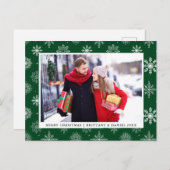Merry Kerstparple foto Snowflakes Green Feestdagenkaart (Voorkant / Achterkant)