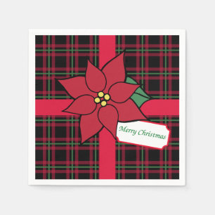 Merry Kerstparty Poinsettia Paper Napkins Servetten