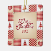 Merry kerstpatchwork-Ornament Keramisch Ornament (Links)