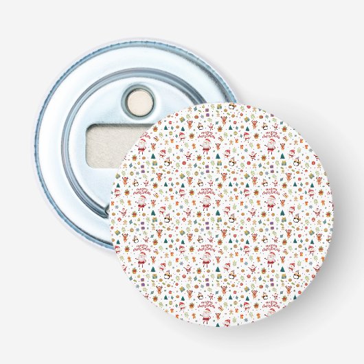 Merry Kerstpatroon Button Flesopener (Voorkant)
