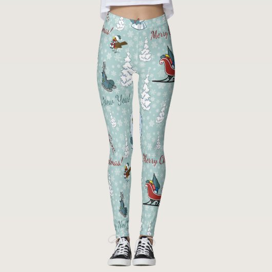 Merry-kerstpatroon Leggings (Voorkant)