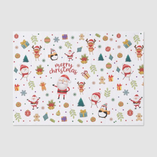 Merry Kerstpatroon Tissuepapier (Voorkant)