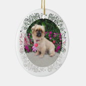 Merry Kerstpekingese Keramisch Ornament (Rechts)