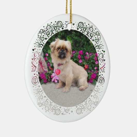 Merry Kerstpekingese Keramisch Ornament (Rechts)