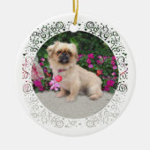 Merry Kerstpekingese Keramisch Ornament (Voorkant)