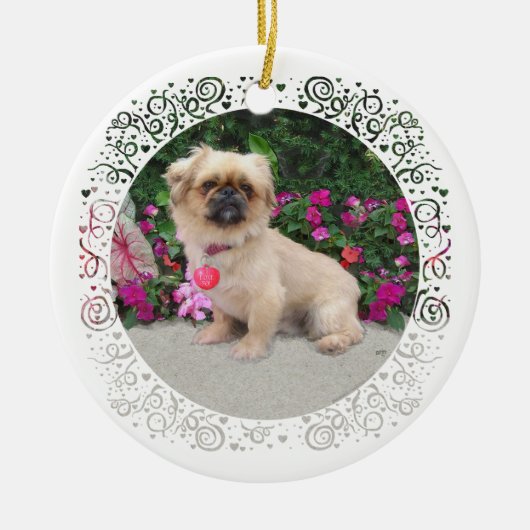 Merry Kerstpekingese Keramisch Ornament (Voorkant)