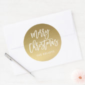 Merry kerstpenseel Script Gold op maat Ronde Sticker (Envelop)