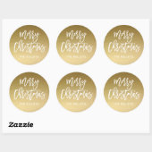 Merry kerstpenseel Script Gold op maat Ronde Sticker (Vel)