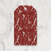 Merry kerstpenseel Script Pine Berry Leaves Cadeaulabels (Achterkant)