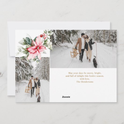 Merry kerstpenseel Script Red Berry Feestdagenkaart (Achterkant)