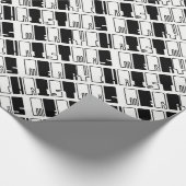 Merry Kerstpiano Keys Typografie Black White Cadeaupapier (Hoek)