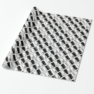 Merry Kerstpiano Keys Typografie Black White Cadeaupapier