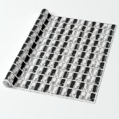 Merry Kerstpiano Keys Typografie Black White Cadeaupapier (Uitgerold)