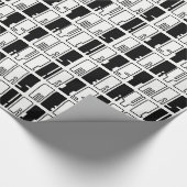 Merry Kerstpiano Keys Typografie Black White Cadeaupapier (Hoek)