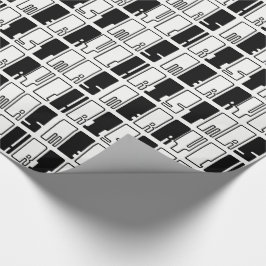 Merry Kerstpiano Keys Typografie Black White Cadeaupapier