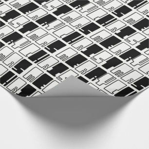 Merry Kerstpiano Keys Typografie Black White Cadeaupapier