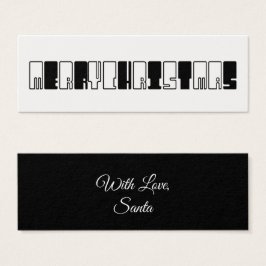 Merry Kerstpiano Keys Typografie Black White Mini Visitekaartjes