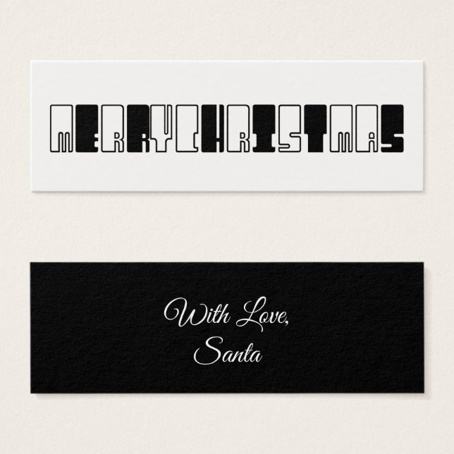 Merry Kerstpiano Keys Typografie Black White Mini Visitekaartjes (Voorkant /achterkant)