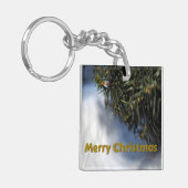 Merry kerstpine Tree and Snow Sleutelhanger (Voorkant Links)