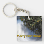 Merry kerstpine Tree and Snow Sleutelhanger (Voorkant)