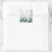 Merry Kerstpine Tree Forest Kardinaal Birds Vierkante Sticker (Tas)