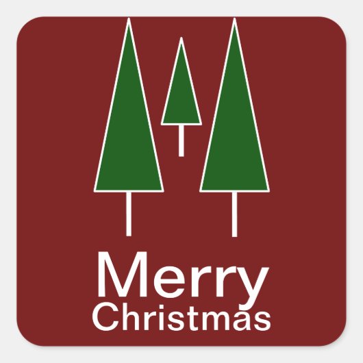 Merry kerstpine Trees Abstract groen rood Vierkante Sticker (Voorkant)