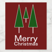 Merry kerstpine Trees Abstract rood groen Wijn Etiket (Enkel label)