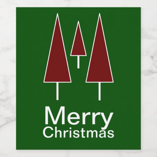 Merry kerstpine Trees Abstract Seizoen Wijn Etiket (Enkel label)