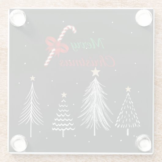 Merry kerstpine Trees Glazen Onderzetter (Achterkant)