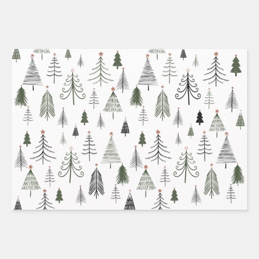 Merry kerstpine Trees Inpakpapier Vel (Voorkant 3)