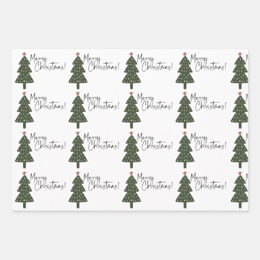 Merry kerstpine Trees Inpakpapier Vel (Voorkant 2)