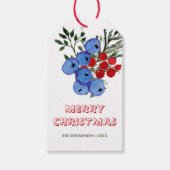 Merry kerstpine Winter Berries Green Feestdagen Cadeaulabel (Voorkant)
