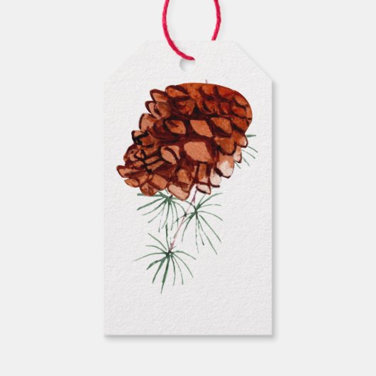 Merry kerstpine Winter Berries Green Feestdagen Cadeaulabel (Achterkant)
