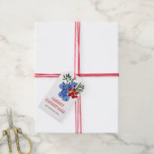 Merry kerstpine Winter Berries Green Feestdagen Cadeaulabel (Met Touw)