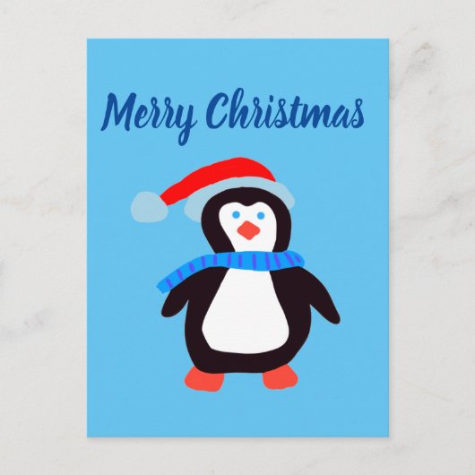 Merry Kerstpinguin Briefkaart (Voorkant)