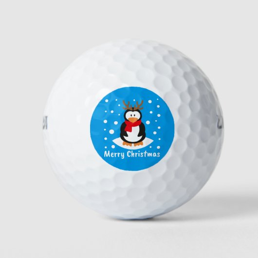 Merry Kerstpinguin Golfballen (Voorkant)