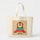 Merry Kerstpinguin Grote Tote Bag (Voorkant)