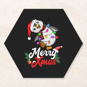 Merry Kerstpinguin Kartonnen Onderzetters