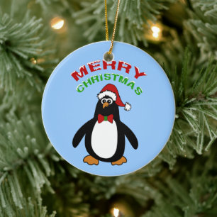 Merry Kerstpinguin Keramisch Ornament