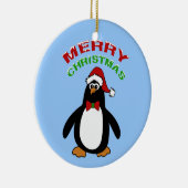 Merry Kerstpinguin Keramisch Ornament (Rechts)