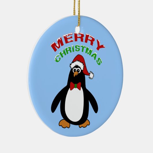 Merry Kerstpinguin Keramisch Ornament (Rechts)