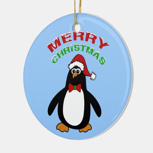 Merry Kerstpinguin Keramisch Ornament (Links)