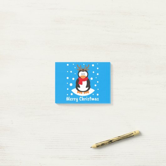 Merry Kerstpinguin Post-it® Notes (Op bureau)