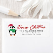 Merry Kerstpinguin Return Address Label (Insitu)