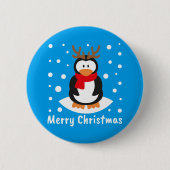 Merry Kerstpinguin Ronde Button 5,7 Cm (Voorkant)